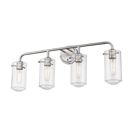 Z-Lite Delaney 4 Light Vanity, Brushed Nickel & Clear 471-4V-BN